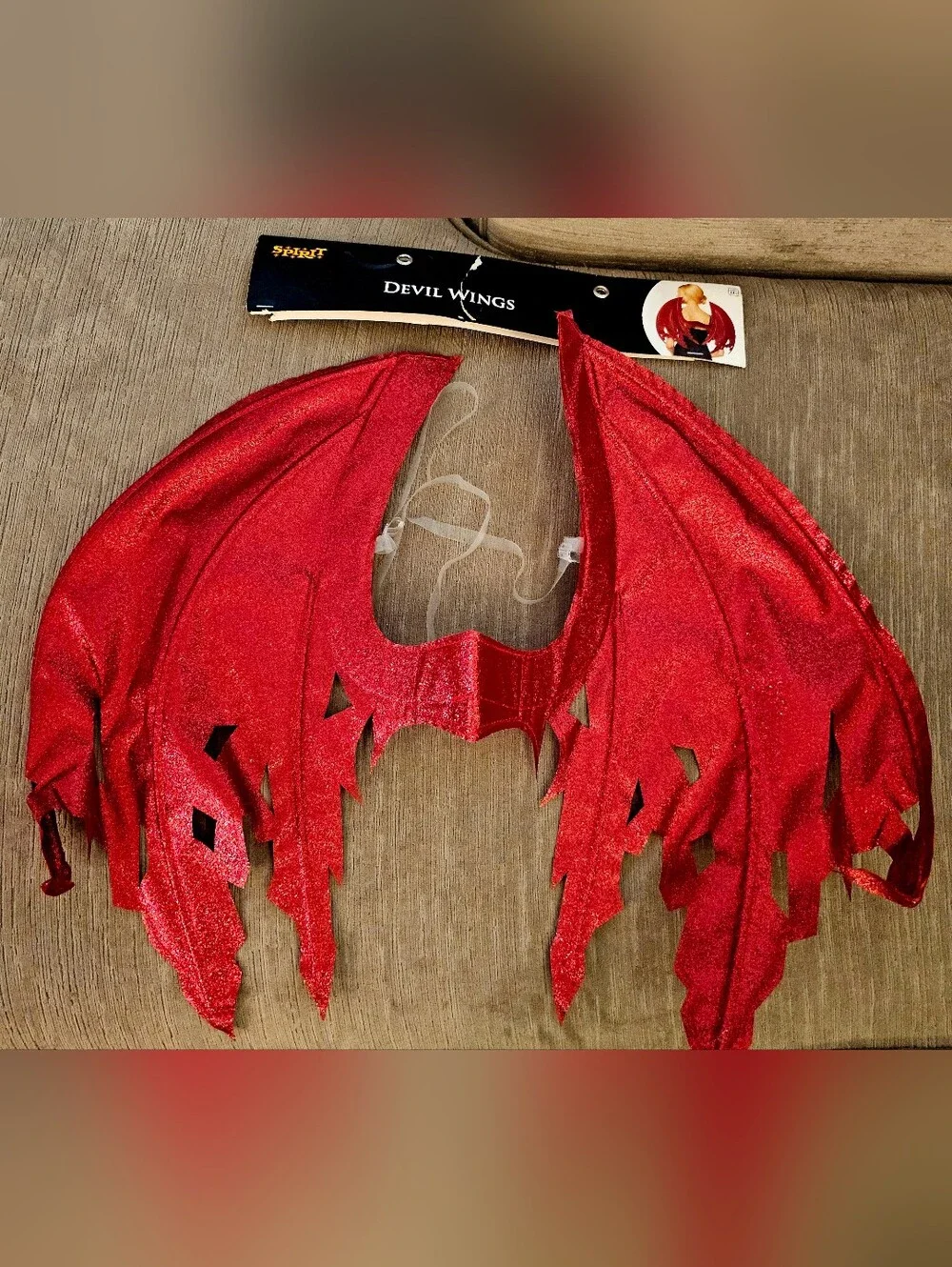 NEW Spirit Halloween Red Metallic Glitter Devil Wings Costume - Picture 3 of 3